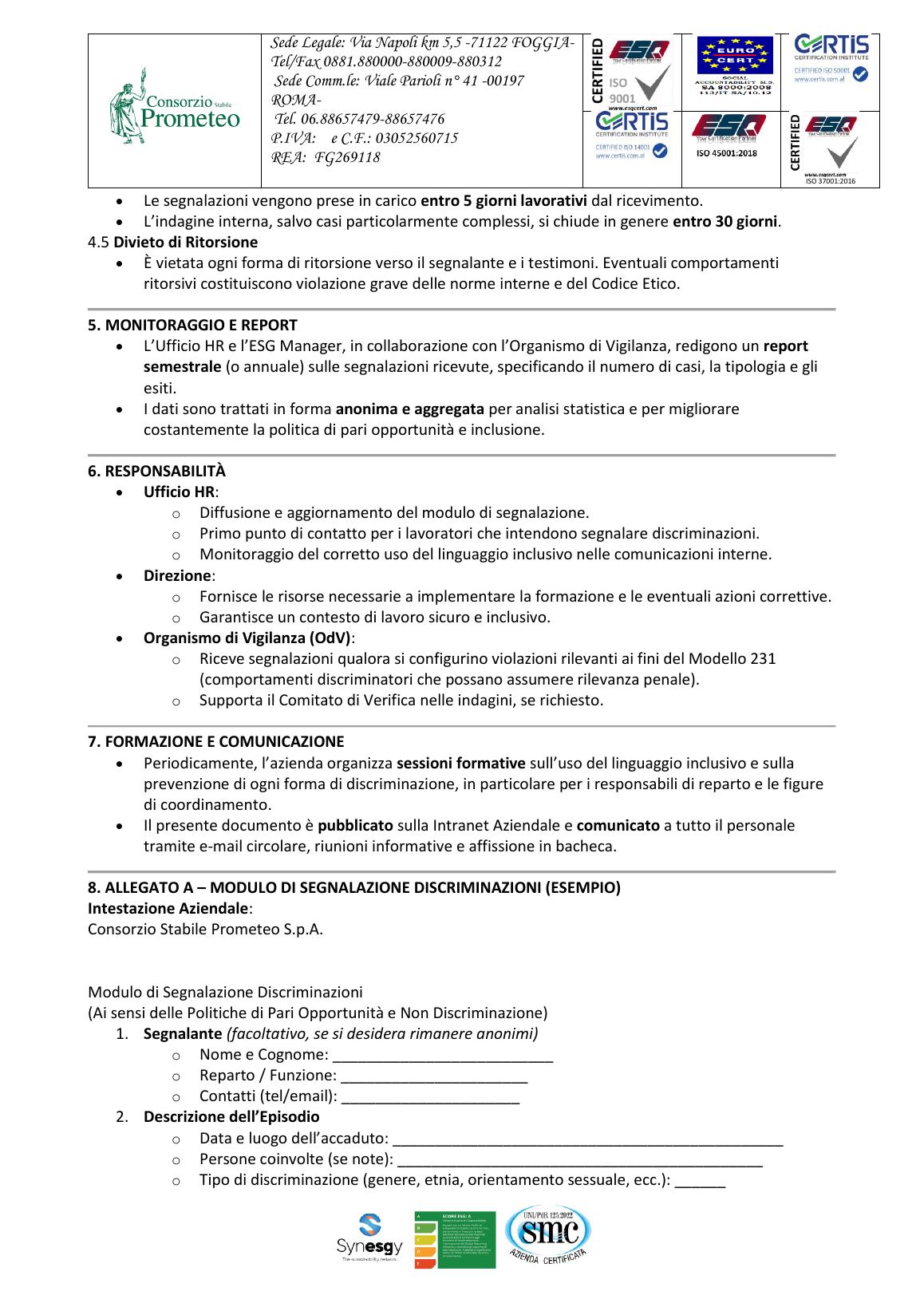 Procedura Linguaggio Inclusivo e Segnalazione Discriminazioni — pagina 3