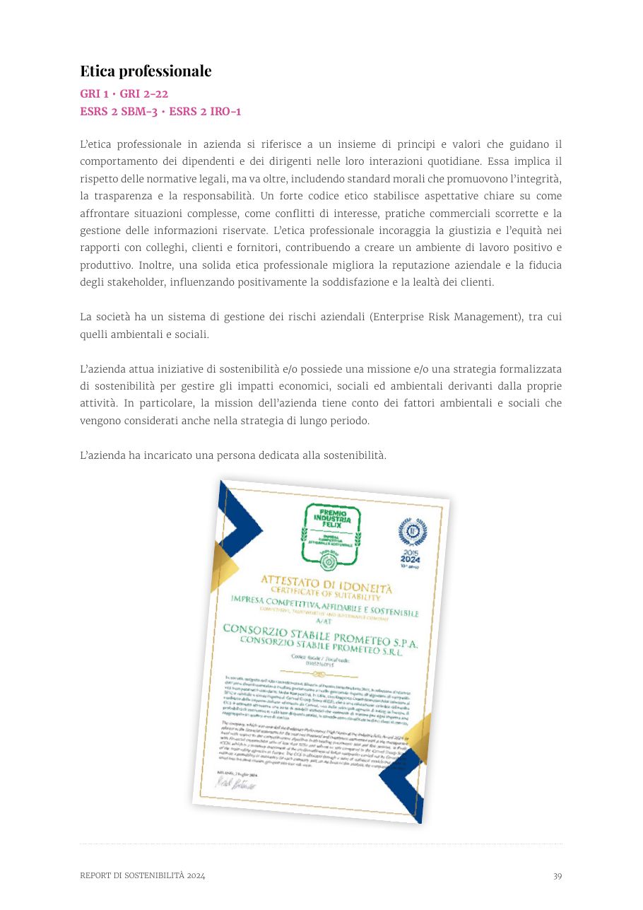 Report di Sostenibilità 2024 — pagina 39