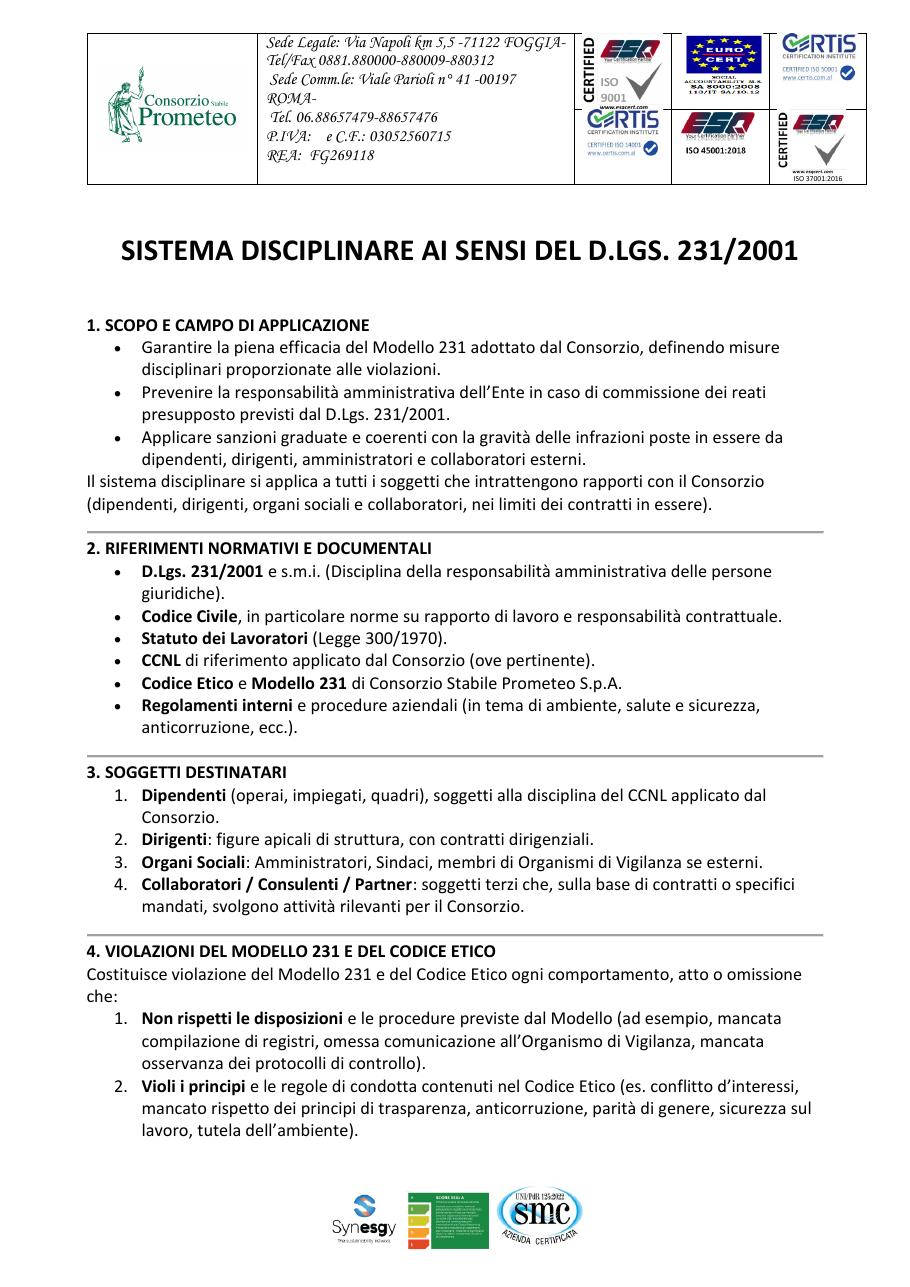 Sistema Disciplinare — pagina 1